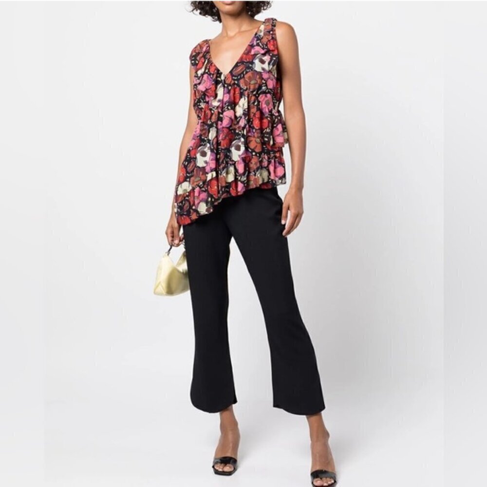 Cinq A Sept 'Naomi' Asymmetric Floral-Print Top, Maraschino Multi